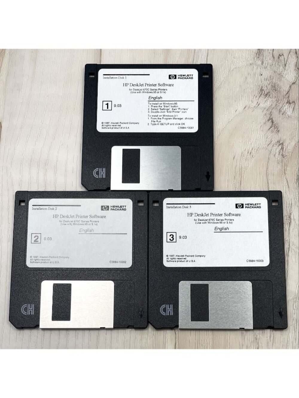 Hewlett Packard HP DeskJet 670C Series Printer Software Installation Disks 1-3